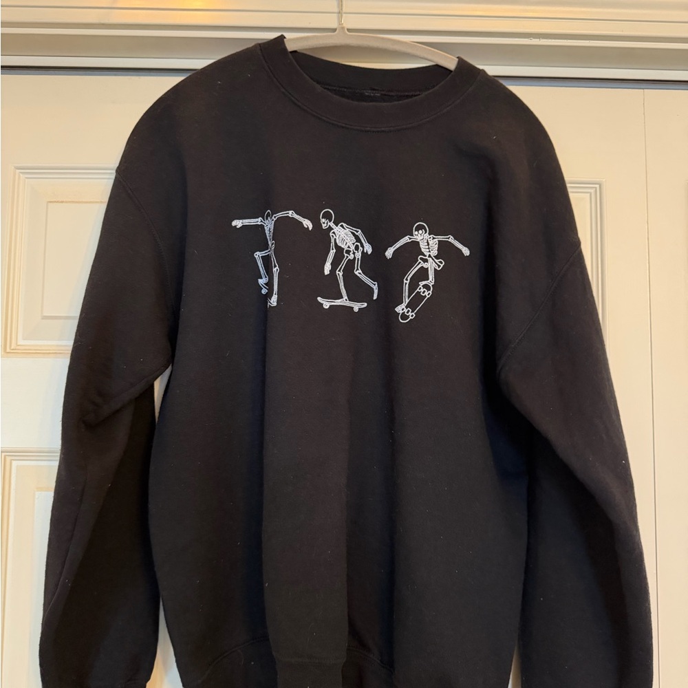 Full Tilt Black Skeleton Graphic Crewneck Sweatshirt